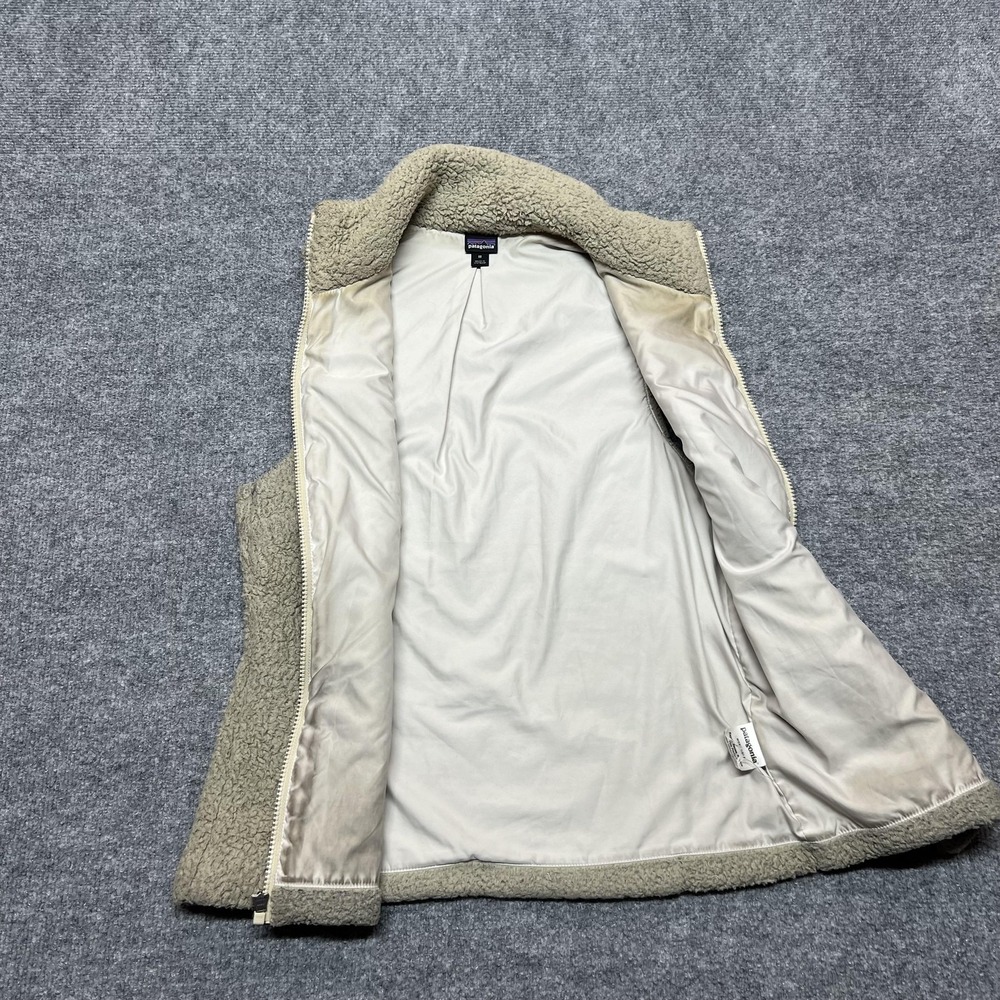 Patagonia Los Gatos Fleece Vest Womens Medium Beige Full Zip Pockets Sherpa Warm - Picture 5 of 10
